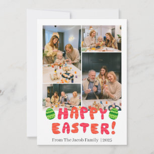 Happy Easter familie, vier foto-collage Feestdagenkaart