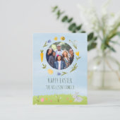 Happy Easter Family Foto Waterverf briefkaart (Staand voorkant)