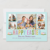Happy Easter Family Photo Collage Blue Kaart (Voorkant)