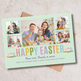 Happy Easter Family Photo Collage Green Kaart
