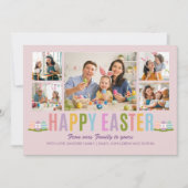 Happy Easter Family Photo Collage Pink Kaart (Voorkant)