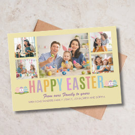 Happy Easter Family Photo Collage Yellow Kaart