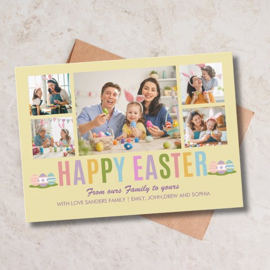 Happy Easter Family Photo Collage Yellow Kaart