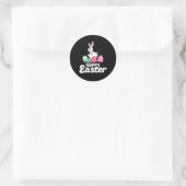 Happy Easter Fat Bunny Easter Outfit Egg Nest Flow Ronde Sticker (Tas)