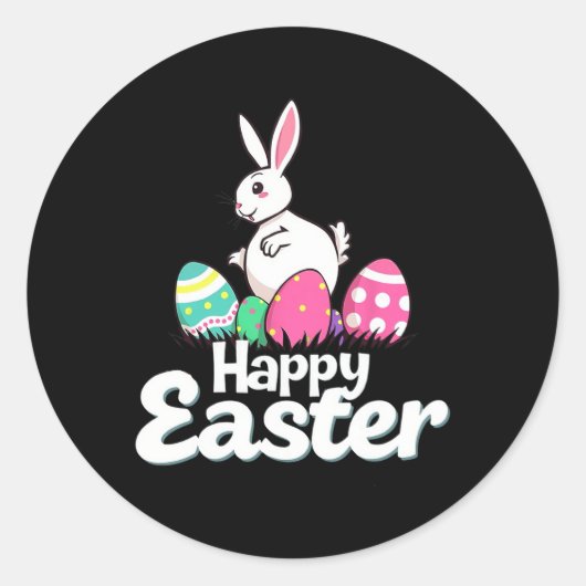 Happy Easter Fat Bunny Easter Outfit Egg Nest Flow Ronde Sticker (Voorkant)