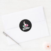 Happy Easter Fat Bunny Easter Outfit Egg Nest Flow Ronde Sticker (Envelop)