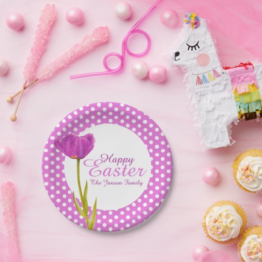 Happy Easter feestdagen paarse partij papier bord (Feest)