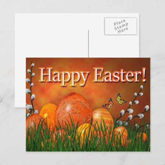 Happy Easter Feestdagenkaart (Voorkant / Achterkant)