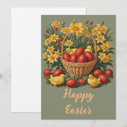 Happy Easter Feestdagenkaart (Voorkant / Achterkant)