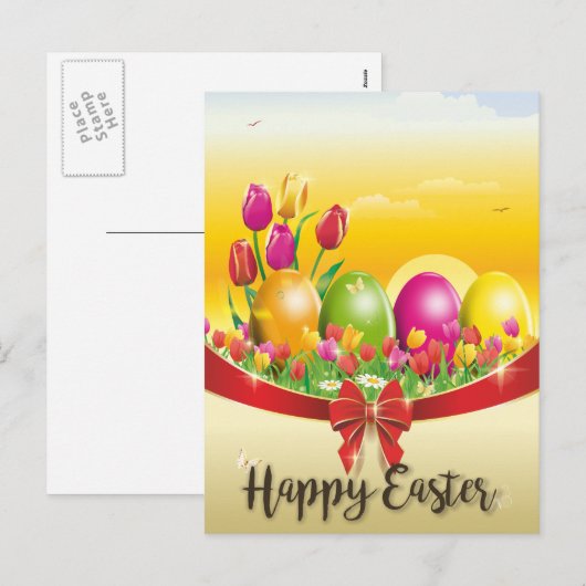 Happy Easter Feestdagenkaart (Voorkant / Achterkant)