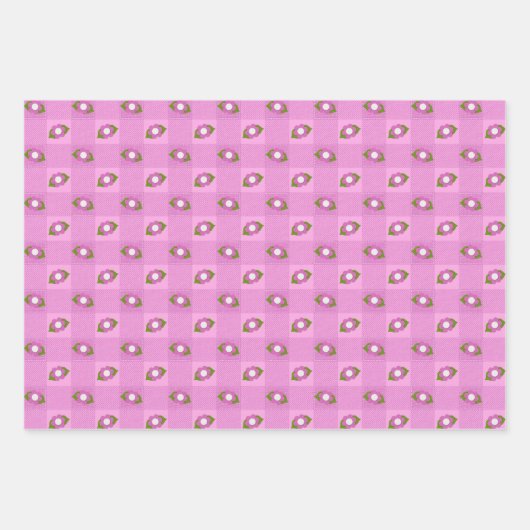 Happy Easter Felt look Bunnies Eggs and Pattern Inpakpapier Vel (Voorkant 3)