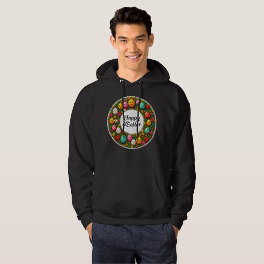 Happy Easter – Festive Egg Wreath almofada Hoodie (Voorkant volledig)