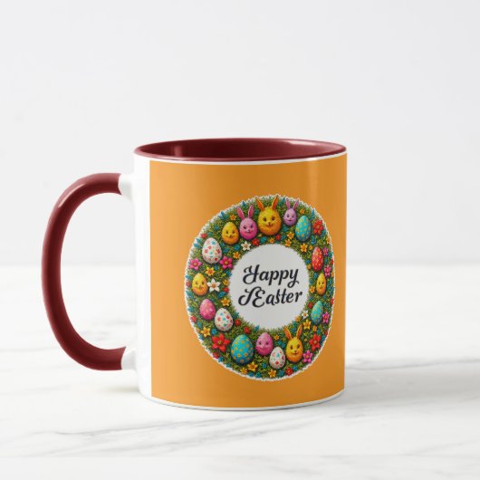 Happy Easter – Festive Egg Wreath caneca Mok (Links)