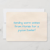 Happy Easter Flamingo Easter Egg Hunt on Beach Feestdagenkaart (Achterkant)