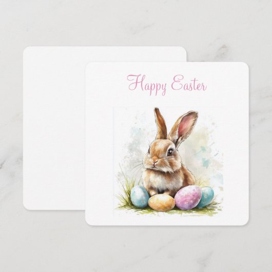 Happy Easter Flat Holiday Kaart (Voorkant / Achterkant)