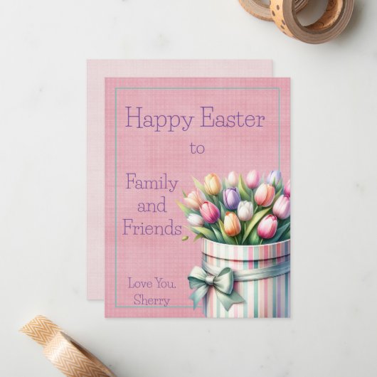 Happy Easter Flat Note Kaart Notitiekaartje (Voorkant / Achterkant in situ)