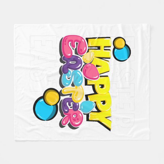 Happy Easter Fleece Deken (Voorkant (Horizontaal))