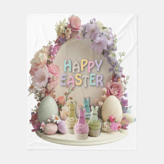 Happy Easter Fleece Deken (Voorkant)