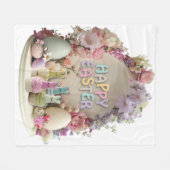 Happy Easter Fleece Deken (Voorkant (Horizontaal))