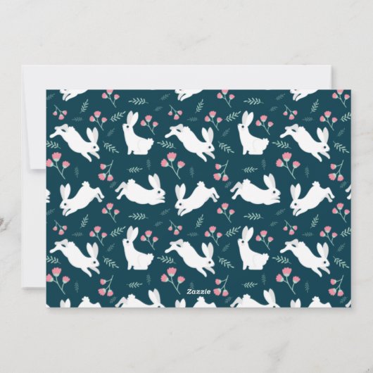 "Happy Easter" floral 2 Photo turquoise Bunny Feestdagenkaart (Achterkant)