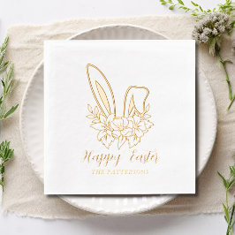 Happy Easter Floral Bunny Ears Gepersonaliseerde n Folie Servetten