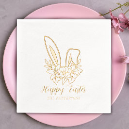 Happy Easter Floral Bunny Ears Gepersonaliseerde n Folie Servetten