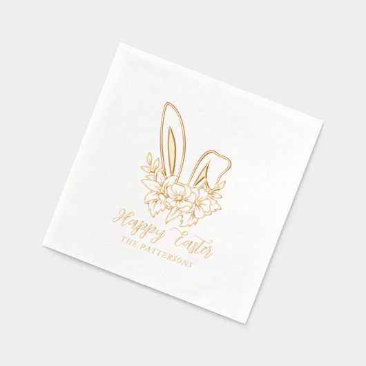 Happy Easter Floral Bunny Ears Gepersonaliseerde n Folie Servetten (Links)