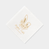 Happy Easter Floral Bunny Ears Gepersonaliseerde n Folie Servetten (Rechts)