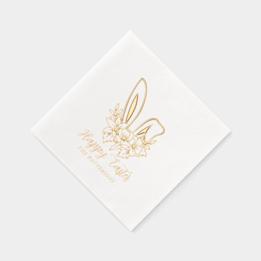 Happy Easter Floral Bunny Ears Gepersonaliseerde n Folie Servetten (Rechts)