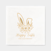 Happy Easter Floral Bunny Ears Gepersonaliseerde n Folie Servetten (Voorkant)