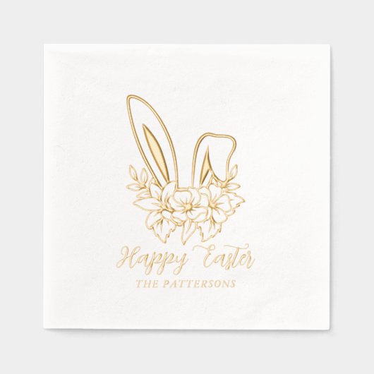 Happy Easter Floral Bunny Ears Gepersonaliseerde n Folie Servetten (Voorkant)
