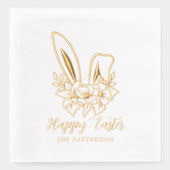 Happy Easter Floral Bunny Ears Gepersonaliseerde n Folie Servetten (Voorkant)