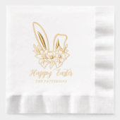 Happy Easter Floral Bunny Ears Gepersonaliseerde n Folie Servetten (Voorkant)