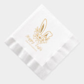 Happy Easter Floral Bunny Ears Gepersonaliseerde n Folie Servetten (Rechts)