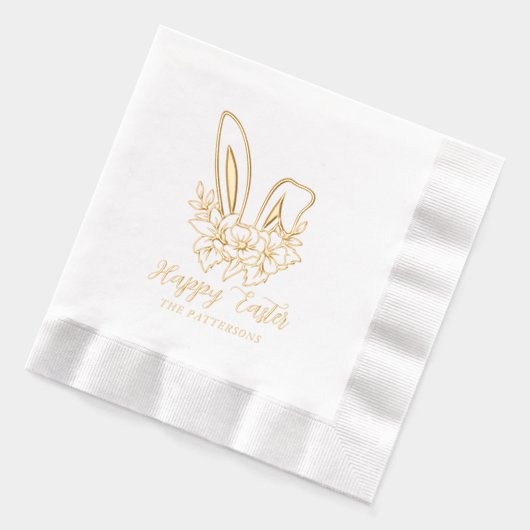 Happy Easter Floral Bunny Ears Gepersonaliseerde n Folie Servetten (Links)