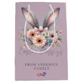 Happy Easter Floral Bunny Ears Paarse Medium Cadeauzakje (Voorkant)