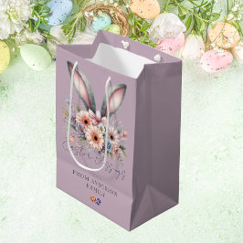 Happy Easter Floral Bunny Ears Paarse Medium Cadeauzakje