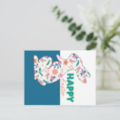 Happy Easter Floral Bunny Editable Briefkaart (Staand voorkant)
