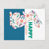Happy Easter Floral Bunny Editable Briefkaart (Voorkant)
