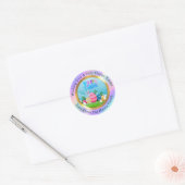 Happy Easter - Floral Bunny & Eggs Favor Ronde Sticker (Envelop)