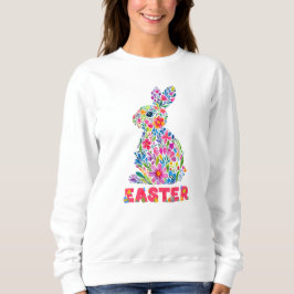 Happy Easter Floral Bunny Floral Easter Bunny Trui