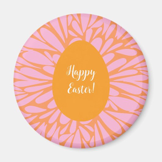 Happy Easter floral burst oranje eicelmagnet Magneet (Voorkant)