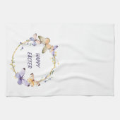 Happy Easter Floral Butterfly Wreath Kitchen Towe Theedoek (Horizontaal)