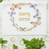 Happy Easter Floral Butterfly Wreath Kitchen Towe Theedoek (Gevouwen)