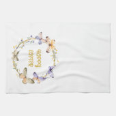 Happy Easter Floral Butterfly Wreath Kitchen Towe Theedoek (Horizontaal)