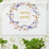 Happy Easter Floral Butterfly Wreath Kitchen Towe Theedoek (Gevouwen)