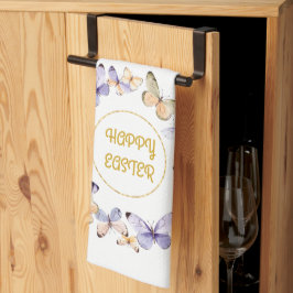 Happy Easter Floral Butterfly Wreath Kitchen Towe Theedoek