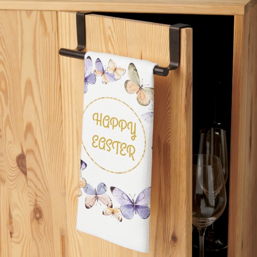 Happy Easter Floral Butterfly Wreath Kitchen Towe Theedoek (Derde Gevouwen)