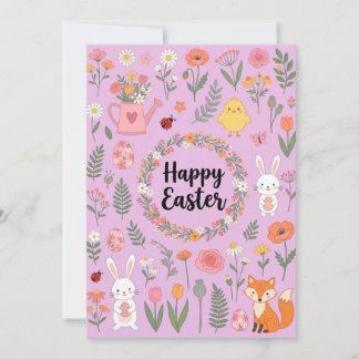 Happy Easter Floral Card  Feestdagenkaart