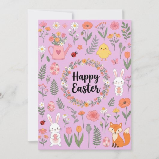 Happy Easter Floral Card  Feestdagenkaart (Voorkant)